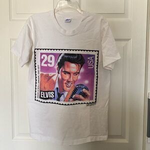 ANVIL ELVIS Vintage White Cotton T Shirt Size L